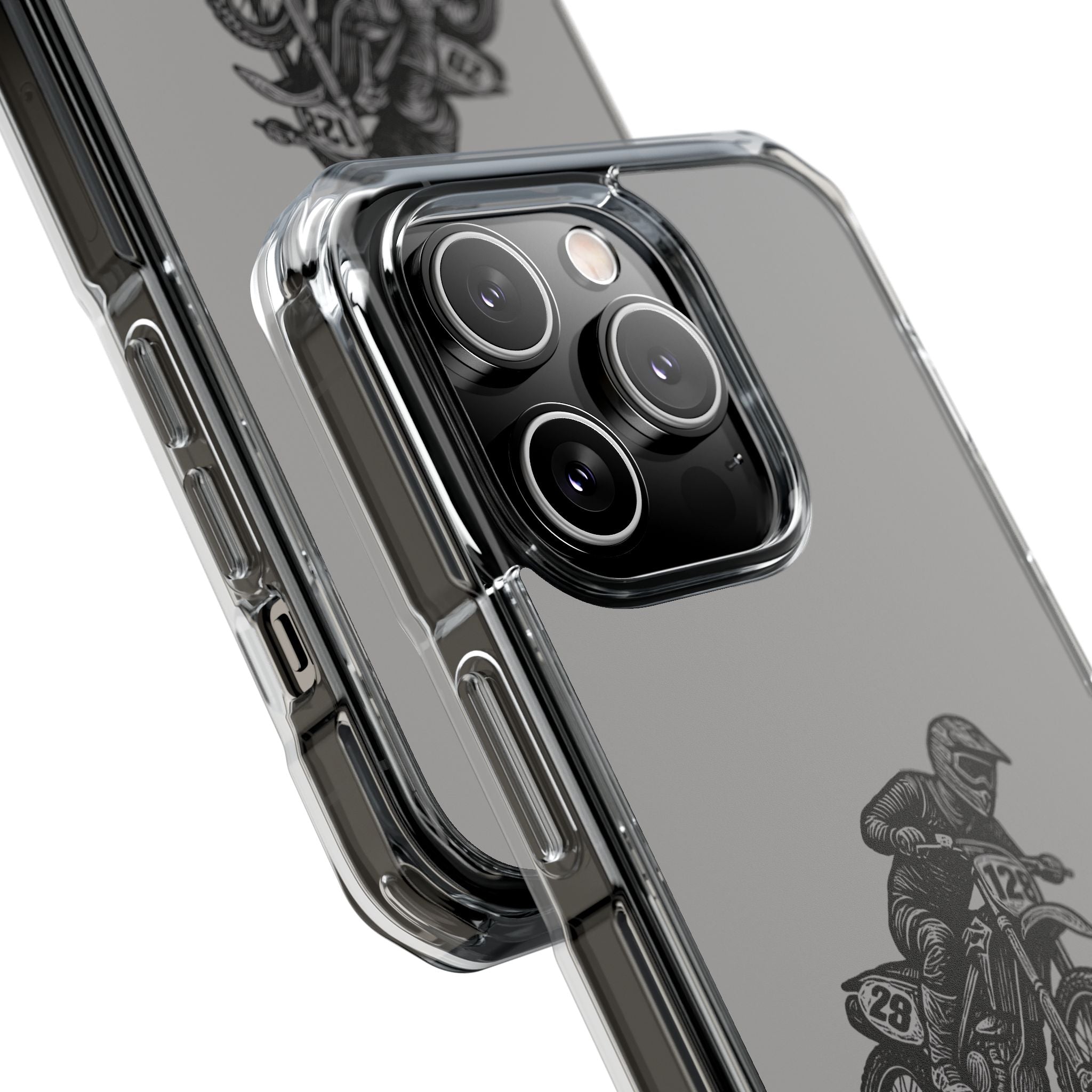 Dirt Bike Cornering Phone Case — Magnetic Clear Impact Case