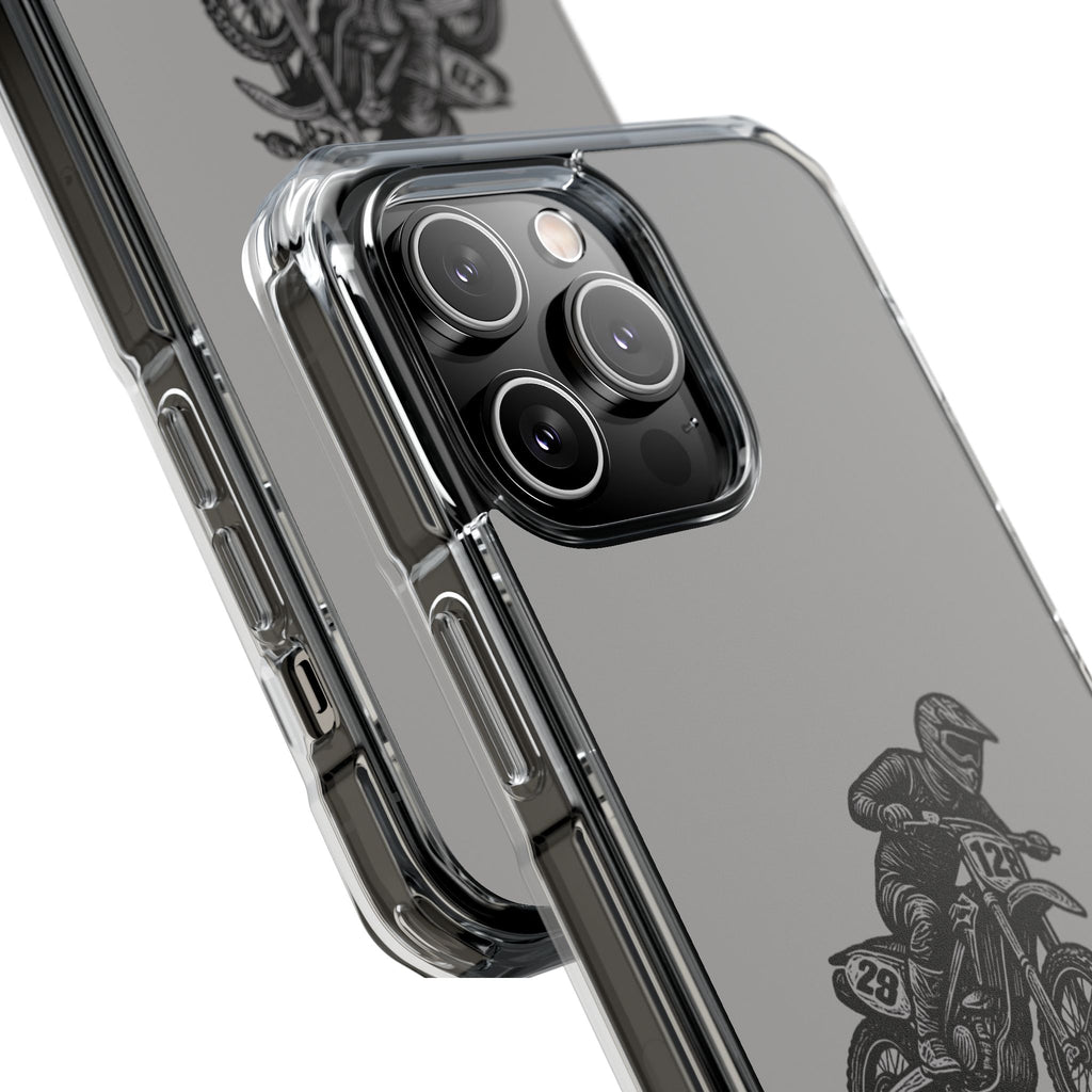 Dirt Bike Cornering Phone Case — Magnetic Clear Impact Case