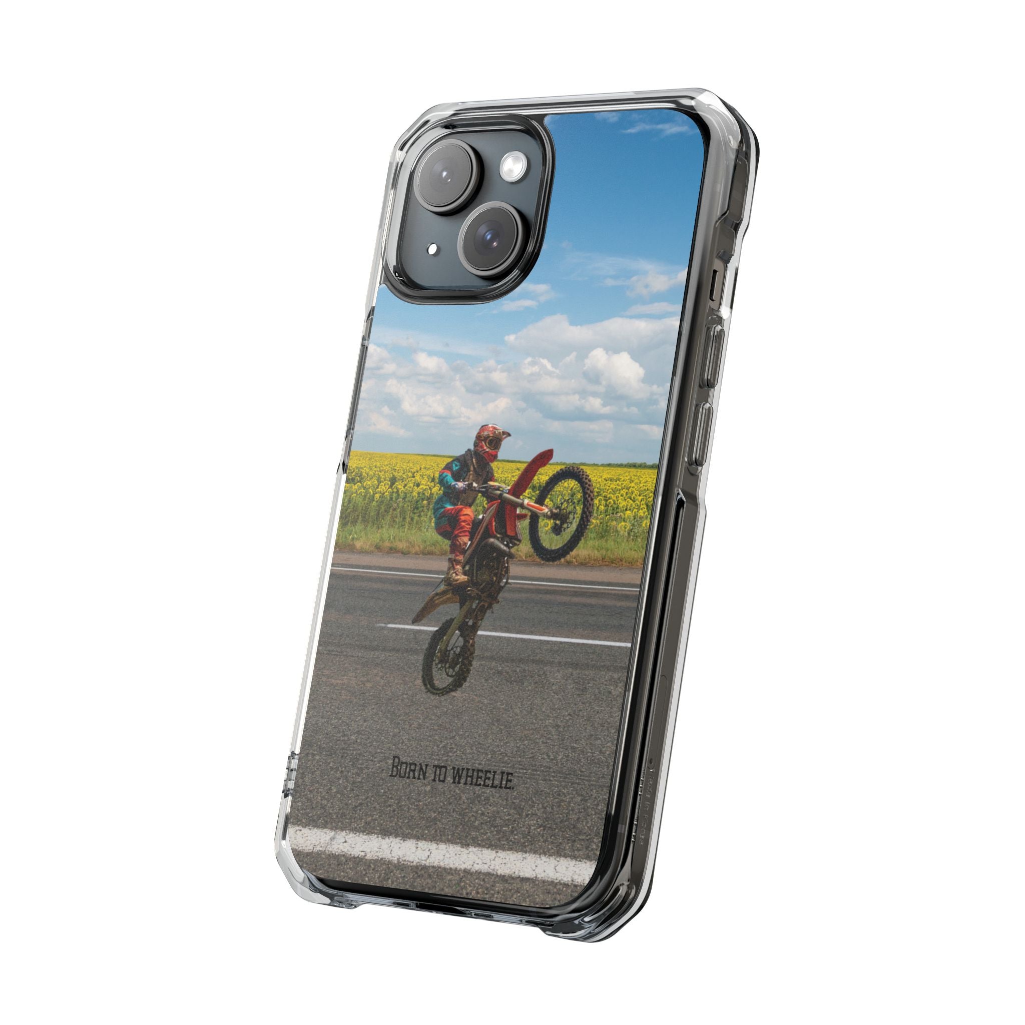 Dirt Bike Wheelie Phone Case — Magnetic Clear Impact Case