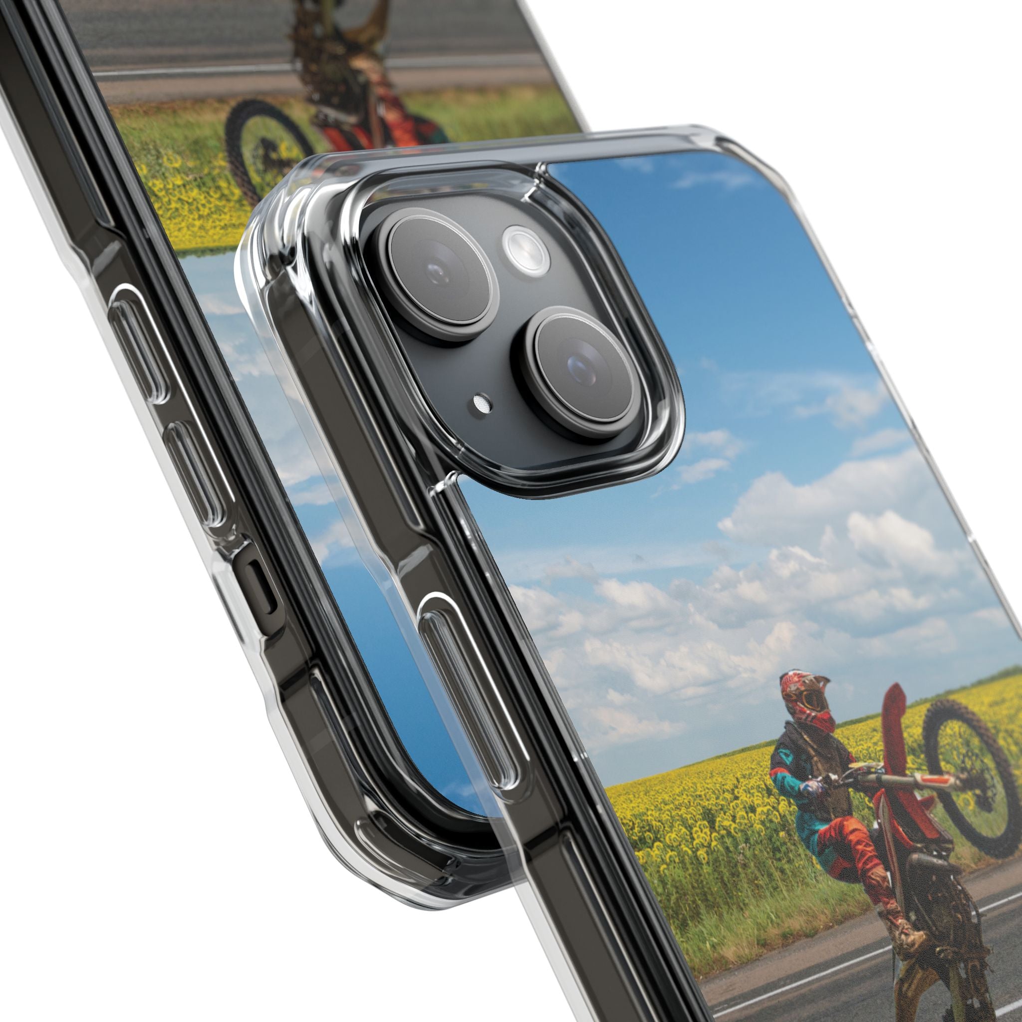 Dirt Bike Wheelie Phone Case — Magnetic Clear Impact Case