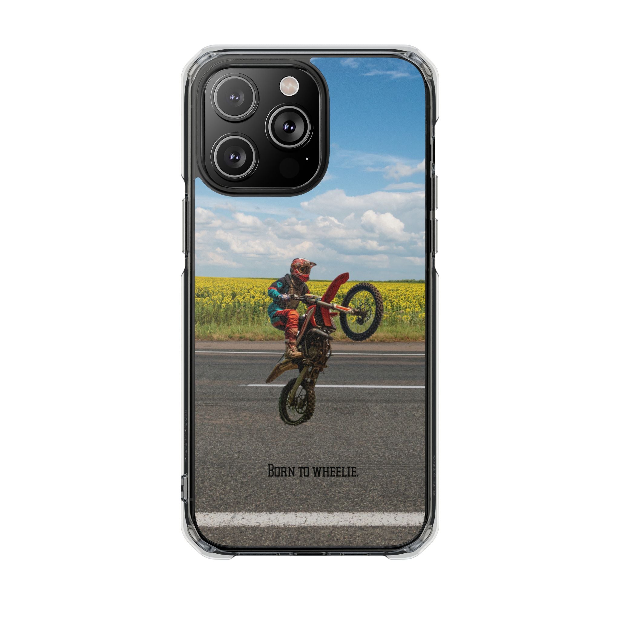 Dirt Bike Wheelie Phone Case — Magnetic Clear Impact Case