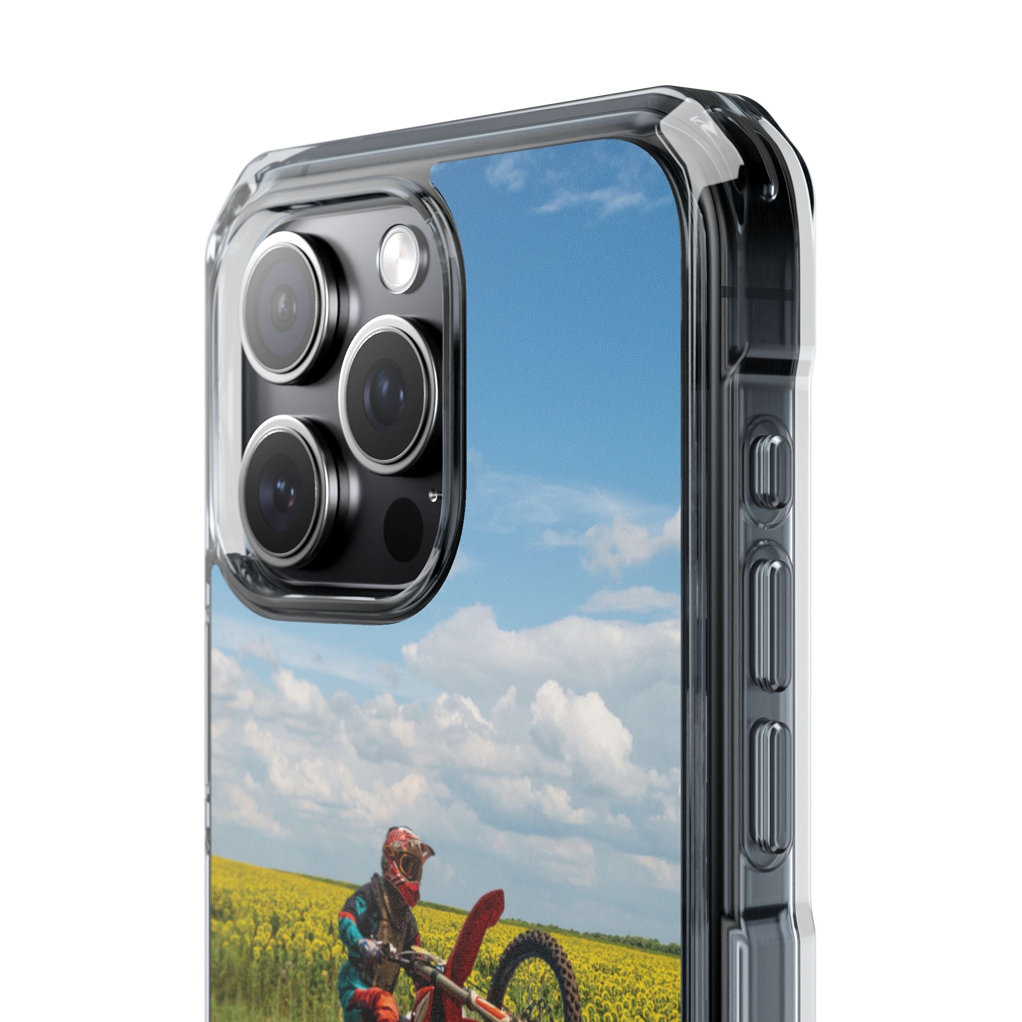 Dirt Bike Wheelie Phone Case — Magnetic Clear Impact Case