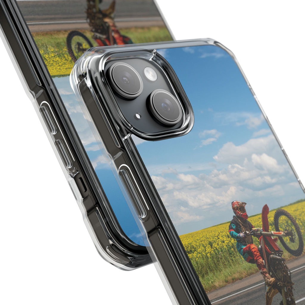 Dirt Bike Wheelie Phone Case — Magnetic Clear Impact Case