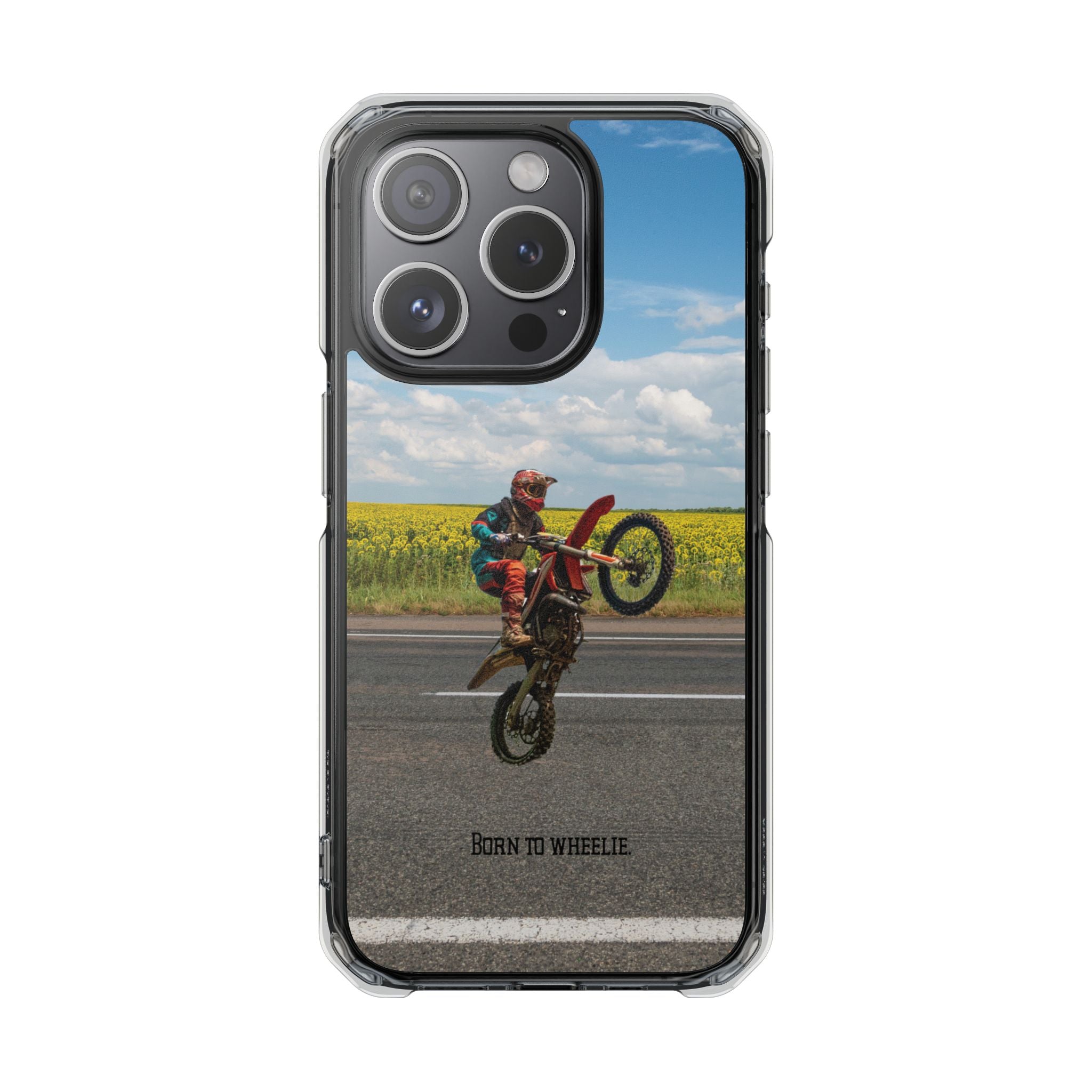 Dirt Bike Wheelie Phone Case — Magnetic Clear Impact Case