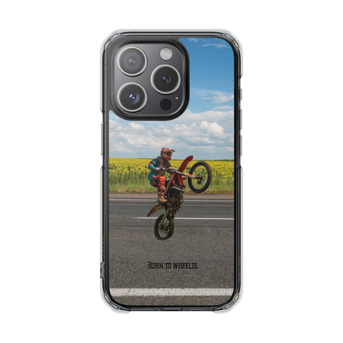 Dirt Bike Wheelie Phone Case — Magnetic Clear Impact Case