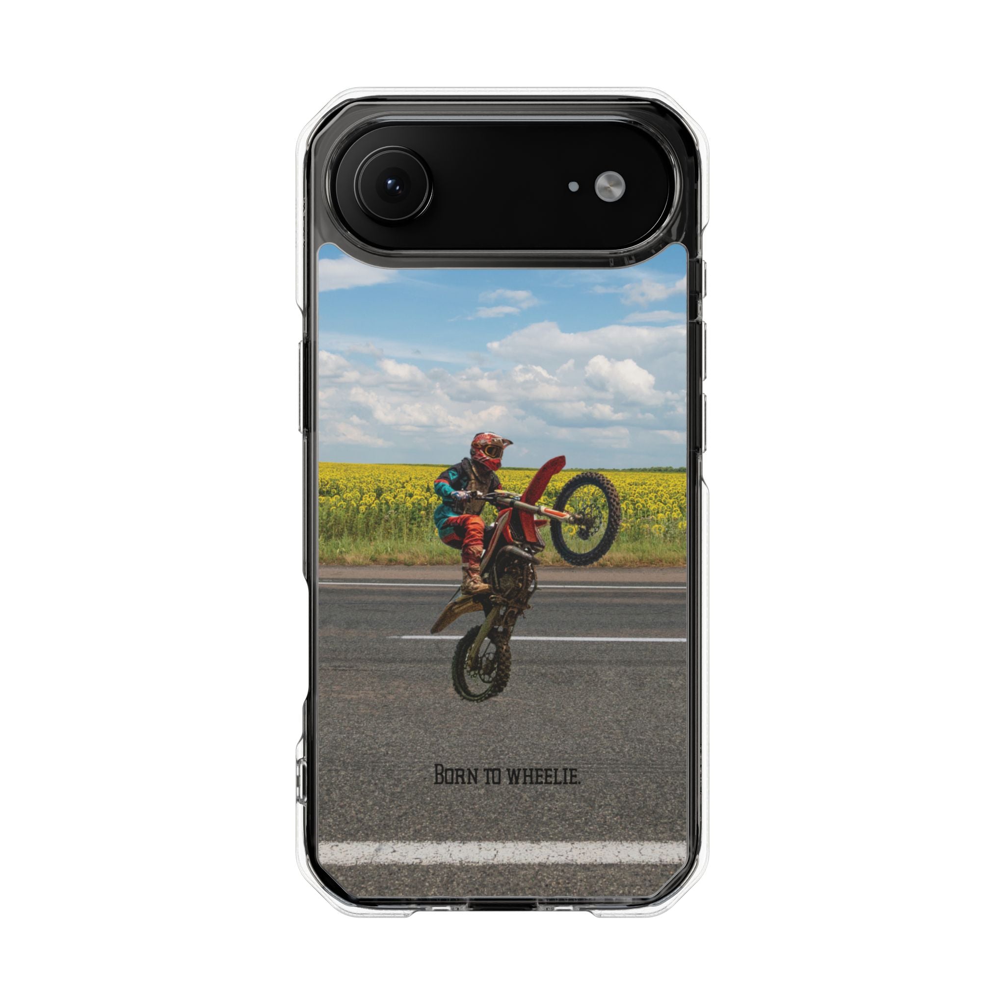Dirt Bike Wheelie Phone Case — Magnetic Clear Impact Case