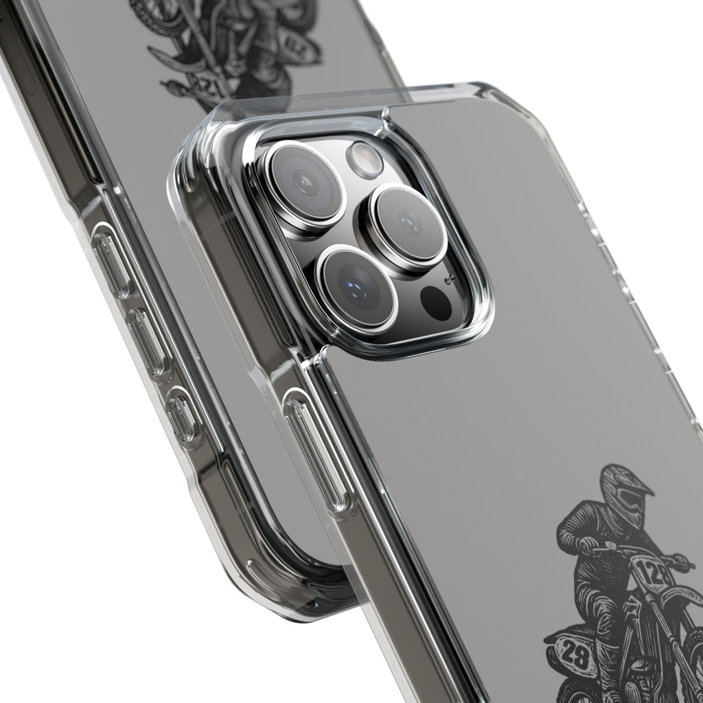 Dirt Bike Cornering Phone Case — Magnetic Clear Impact Case