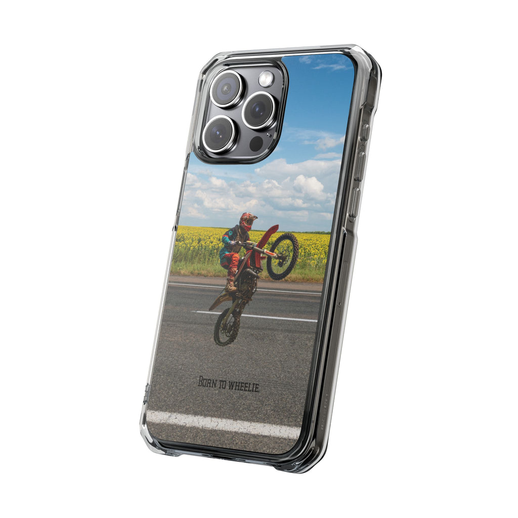 Dirt Bike Wheelie Phone Case — Magnetic Clear Impact Case