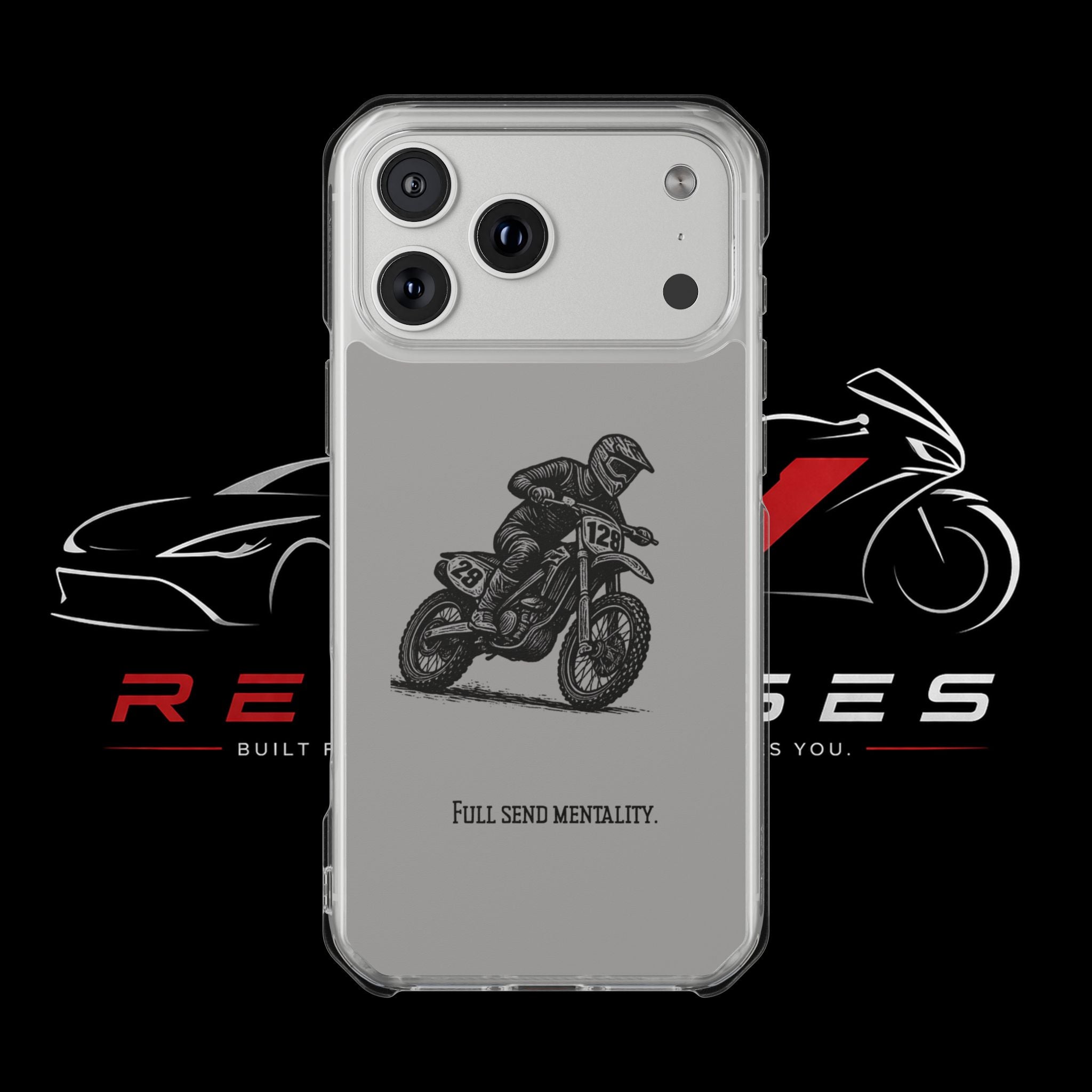 Dirt Bike Cornering Phone Case — Magnetic Clear Impact Case